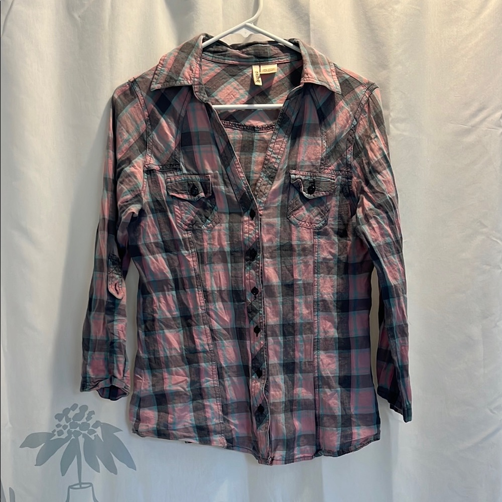 Passport Pink and Blue Plaid Button Down Shirt